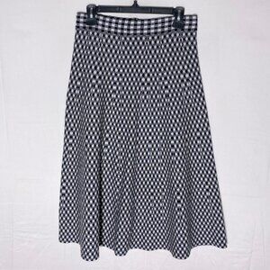 2extremz Black White Knit Midi Length A-Line Skirt L